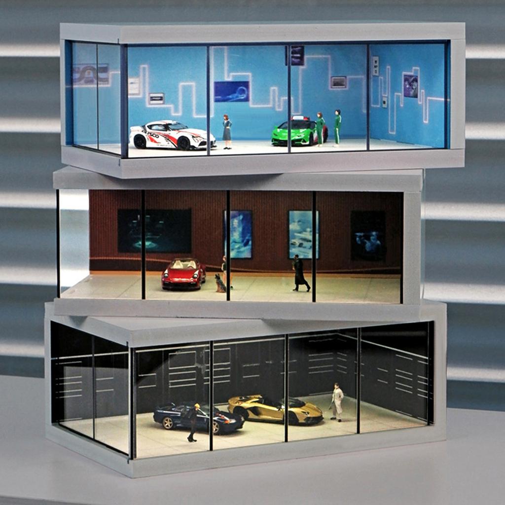 1/64 Scale Diecast Model Car Display Case Car Dioramas Car Garage Model Car Showrooms Model Car Parking Lot Storage Model