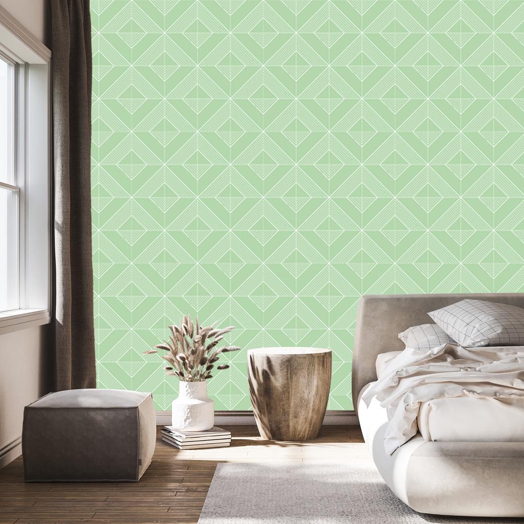Wallpaper Geometric rhombuses mint, mint center 50x1000
