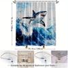 1pc Ocean Shark Shower Curtain 2D Graphic Print Bath Decoration with Bold Great White Shark in Vibrant Ocean Waves Stylish Bathr