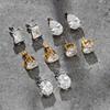Stainless Steel Zircon Stud Earrings Light Luxury Titanium Steel Earrings Niche Earbone Studs Do Not Fade