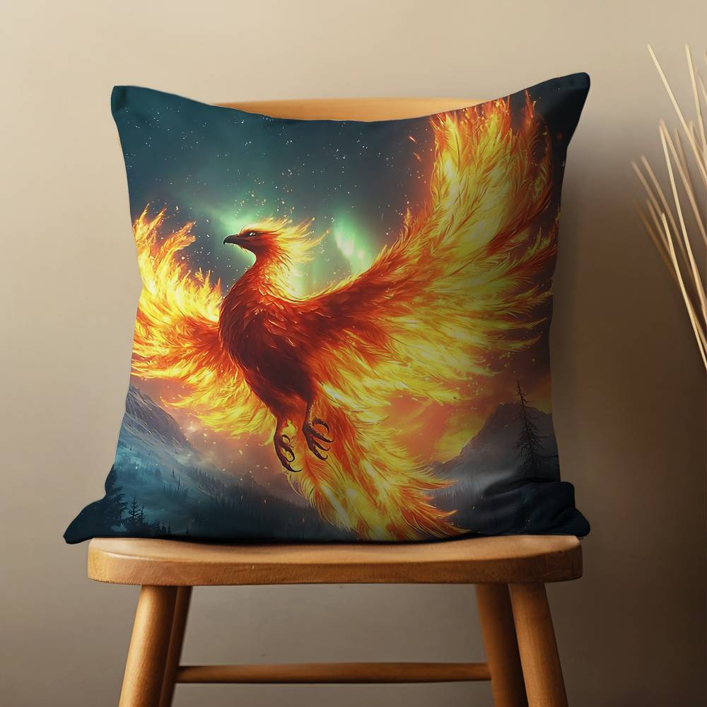 Myth Art Flame Phoenixs Throw Pillow Case Living Room Sofa Cushion Cover For Home Bedroom Decoration And Protector