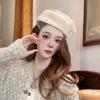 Black Stewardess Hat French Temperament Mesh Lace Woolen Hat British Berets For Women