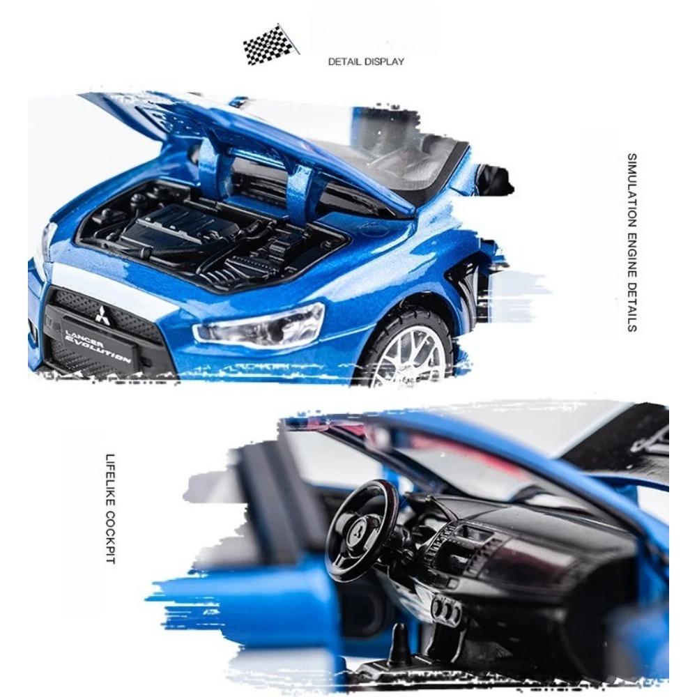1/32 Mitsubishi Lancer Evolution GT3 Metal Alloy Car Model Diecasts Toy Vehicles Model Sound Light Car Toys for Childrens Gifts