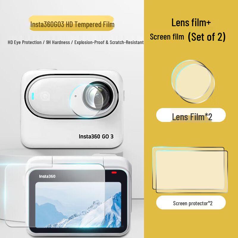 Insta360 GO3/GO3S Tempered Glass Screen and Lens Protector Standard Fit