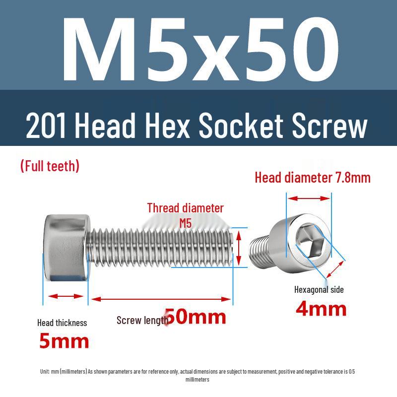 Yigu 201 Stainless Steel Cup Head Hexagon Screws and Bolts - M3, M4, M5, M6