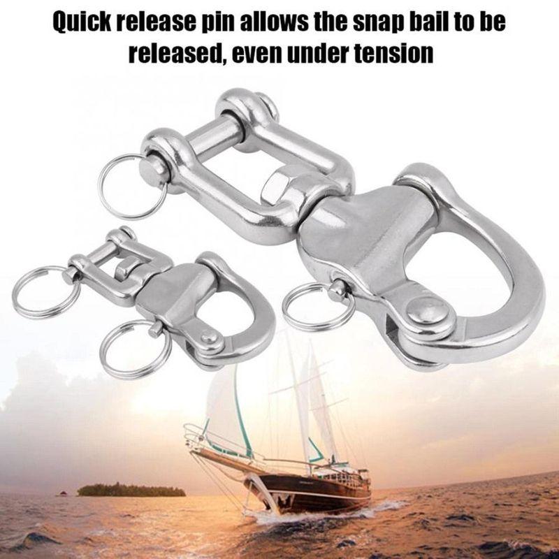 316 Stainless Steel Swivel Shackle Pair Jaw Swivel Design Snap Shackle Quick Release Diving Clips for Sailboat Spinnaker Halyard
