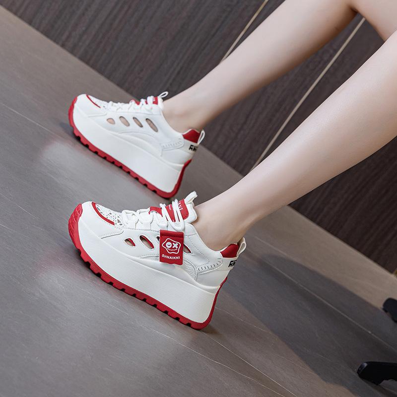 Spring and autumn new 8 cm muffin thick sole heightening women's shoes versatile ultra-thin sports and leisure shoes sports shoes women's shoes