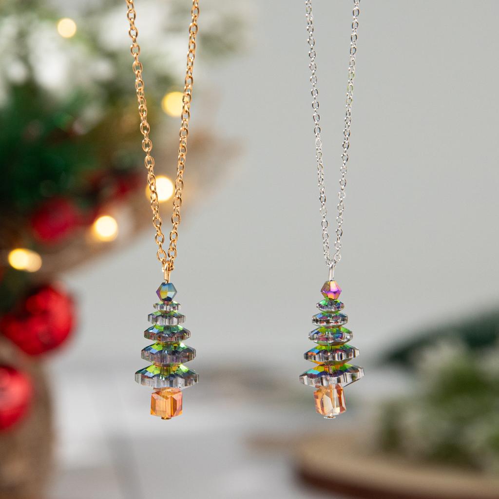 Christmas Tree Crystal Exquisite Necklace for Women Christmas Theme Creative Design Festival New Year Party Jewelry Gifts