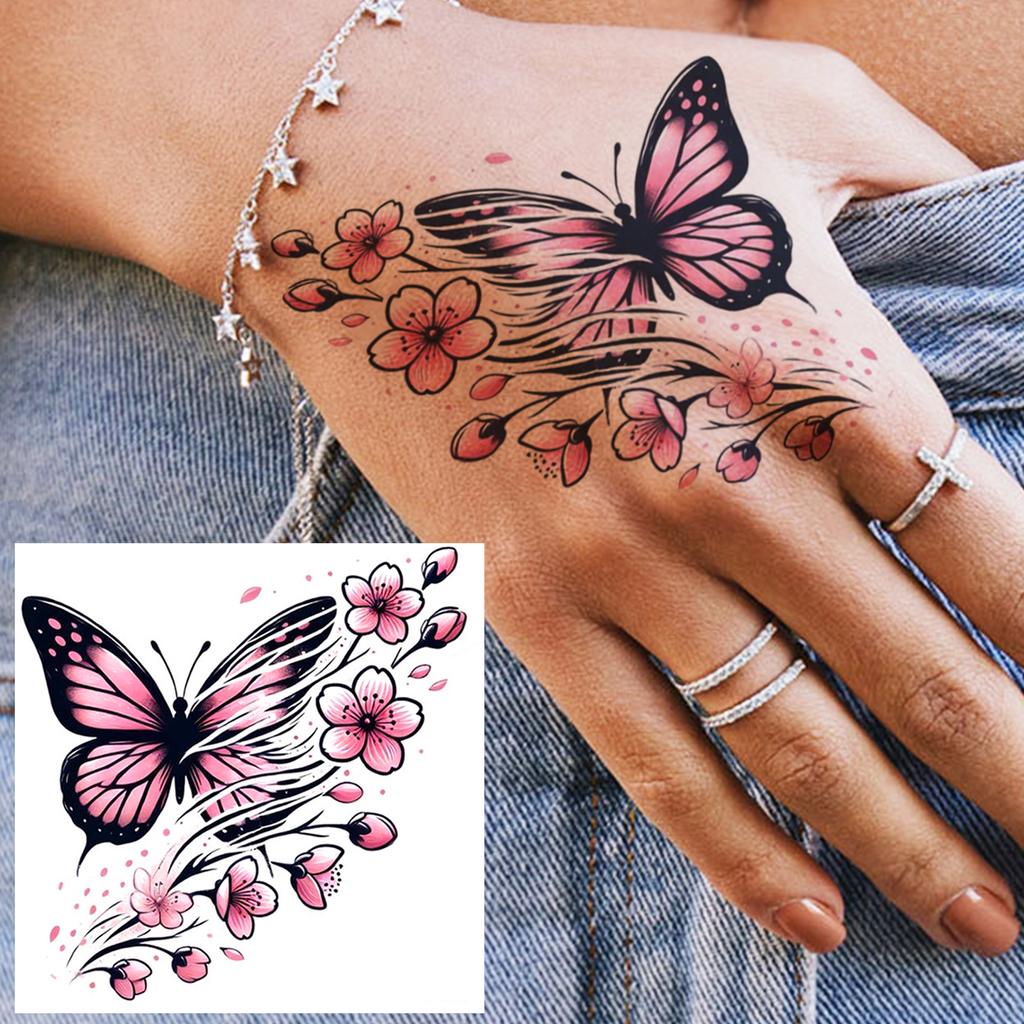 1 Sheet Butterfly Temporary Tattoos For Women Hands Clavicle Neck, Fake Tattoo Stickers Waterproof Long Lasting Realistic Tatoos