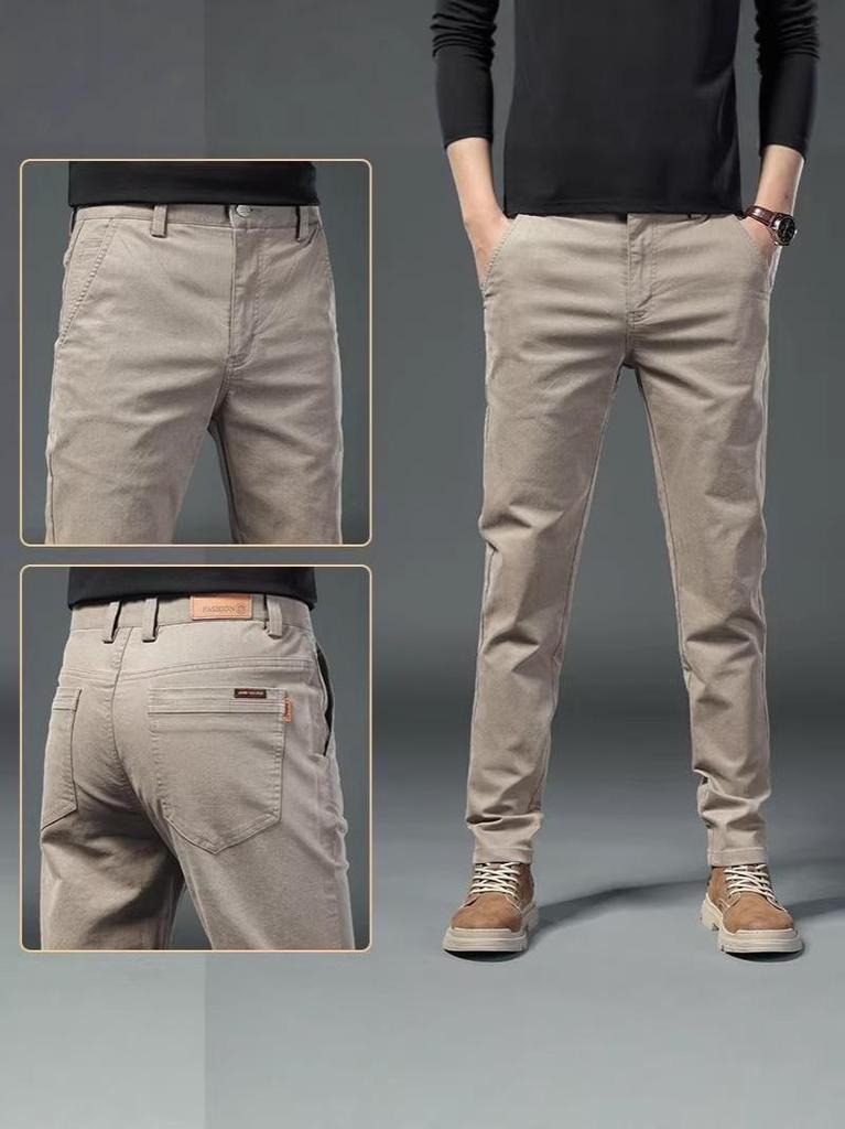 Pantalones Casuales Rectos Elásticos Resistentes al Desgaste para Hombre - Estilo Coreano para Primavera/Otoño