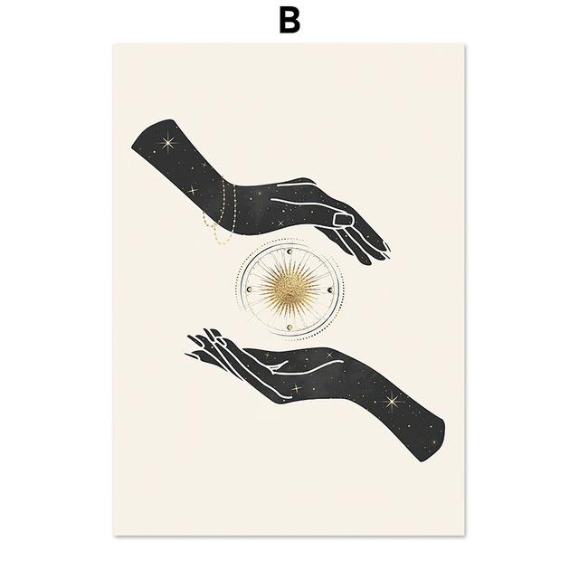 Divination Constellation Moon Sky Palm Reed Nordic Art Wall Posters And Prints Canvas Painting Pictures For Living Room Decor