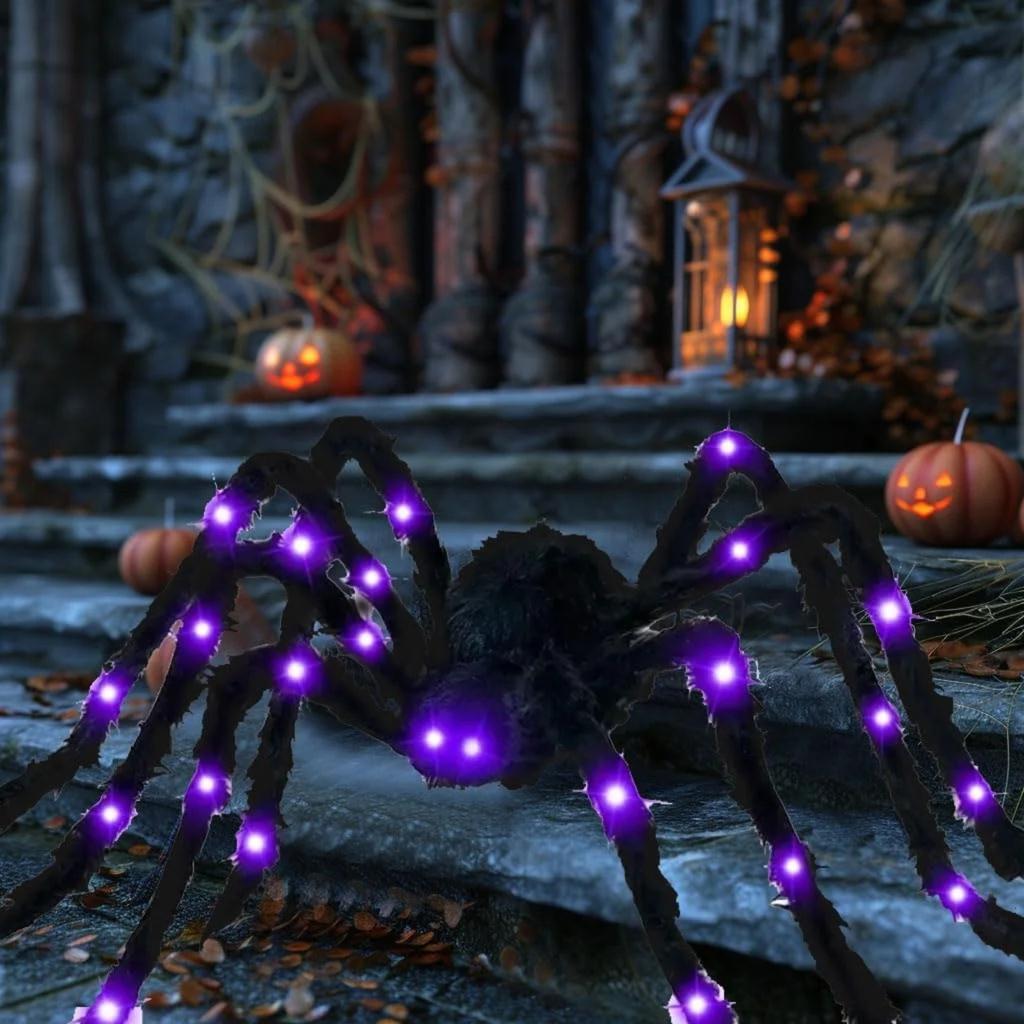 7palcové Jumbo Halloweenské Svítící Pavouk Strašidelný Obří Pavouk Pro Vnitřní Venkovní Halloweenské Pavoučí Dekorace Party Laskominy Zahrada Domov Dům Dekorace Vícebarevný
