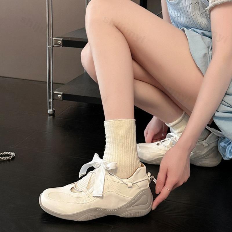 Fashion Niche Design Casual Ballet Style Sneakers Women's Summer  New Comfortable Thick Soled Height Increasing Single Shoes