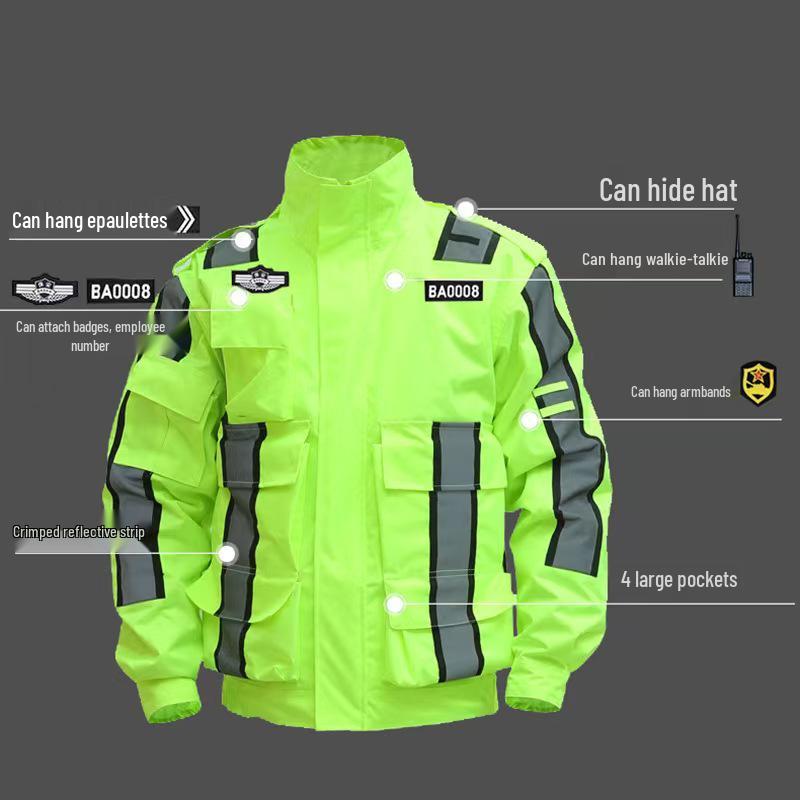 Men's Reflective Raincoat and Pants Set for Road Security