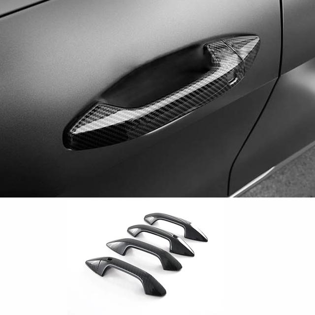 For Kia Sportage NQ5 Carbon Fiber Side Door Handle Cover Door Bowl Trim Protector Garnish Sticker Accessories