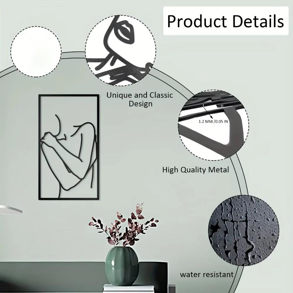 4-элементный черный металлический настенный декор - минималистский абстрактный элегантный — фото 7
