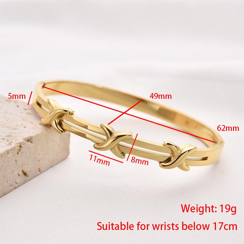 Classic Punk Style Stainless Steel Cross Bracelet Geometric Cubic Zircon Bangle Exquisite Jewelry for Women Party Gifts