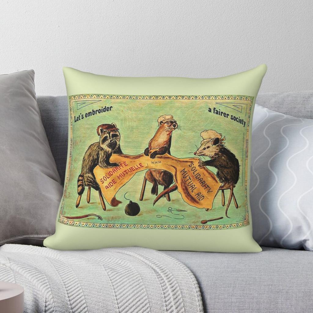 Lets Embroider A Fairer Society Square Pillowcase Polyester Linen Velvet Pattern Zip Decor Pillow Case Home Cushion Cover x