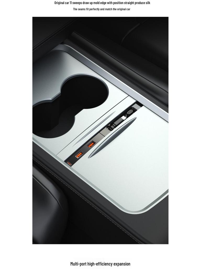 Tesla Model 3/Y Sliding Cover Dustproof Expansion Dock with 45W PD Fast Charging