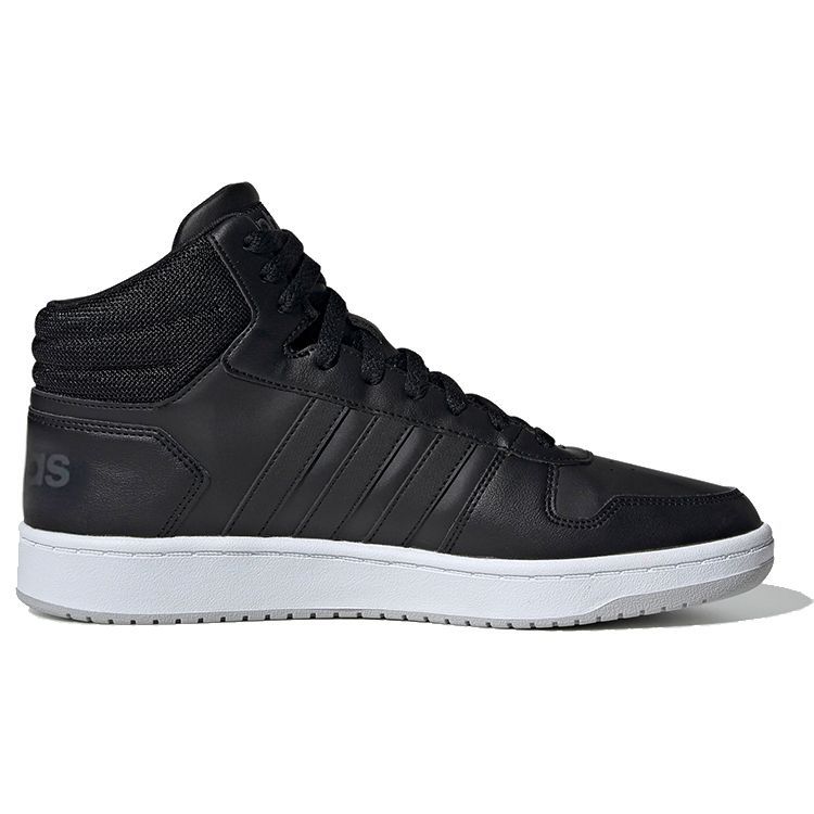 Adidas Neo Hoops 2.0 Mid Fabric Synthetic Leather Trendy Breathable Retro Basketball Shoes Men Sneakers Black Gray EE7379