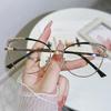 New Cat Eye Diamond Metal Glasses Frame Fashionable Anti Blue Light Optical Myopia Frames Elegant Flat Glasses