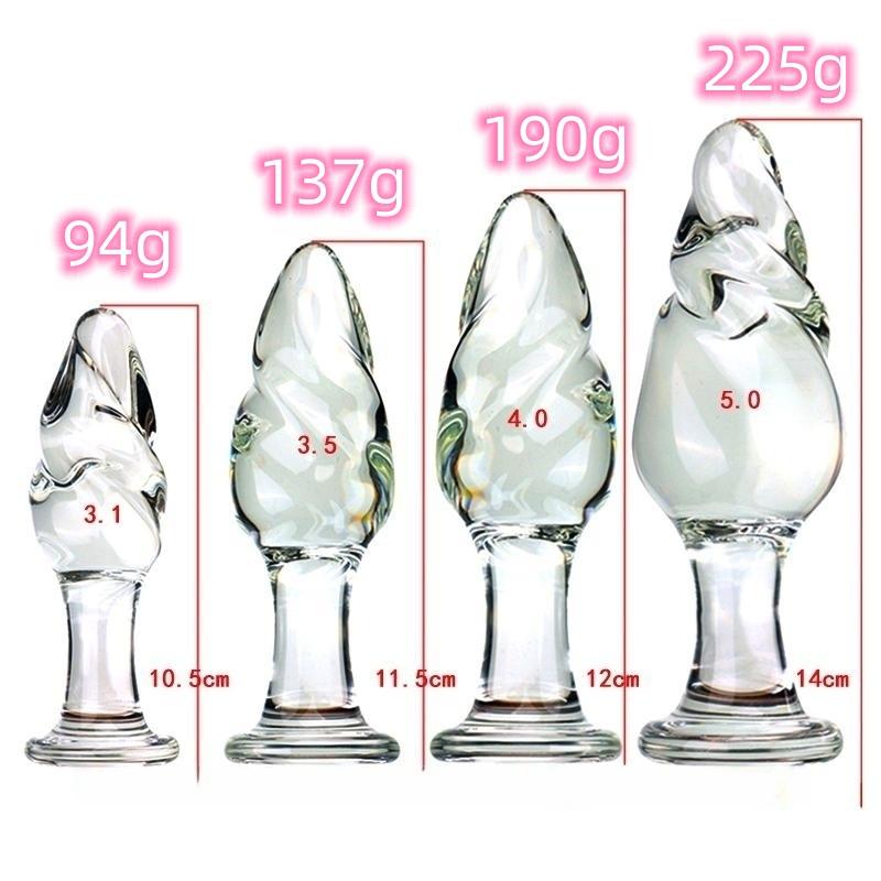 VaHppy Glass Anal Plugs Sex Toys For Gay Girl Backdoor Masturbator Spiral Twisted Threaded Transparent Adult Products SM BDSM