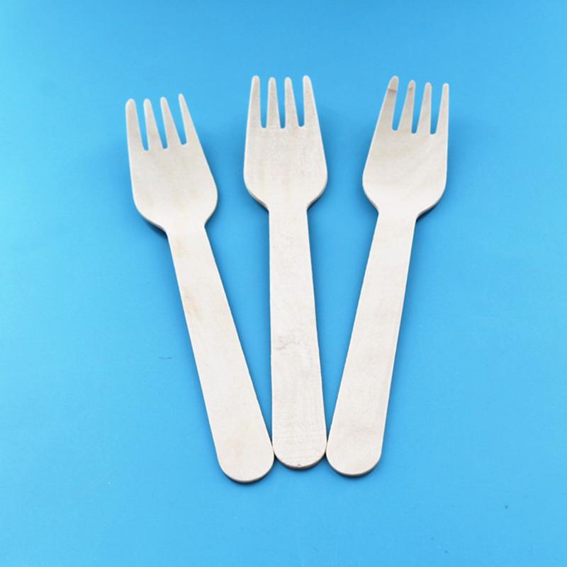14cm Disposable Wooden Fork Spoon 50/100PCS Pack Tablewares Home Office Restaurant Camping Picnic Travel Lightweight Cutlery ZYF
