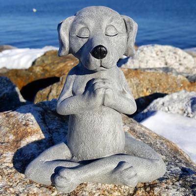 Psí Buddha Meditace Zahradní sochy Venkovní Pryskyřice Socha Dekorace Figurka modlitebního psa Vnitřní Venkovní Domácí Výzdoba pokoje