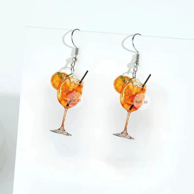 2D Flache Acryl Orangensaft Hängeohrringe für Damen Einfache Kreative Frische Sommer Festival Ohrringe Party Schmuck