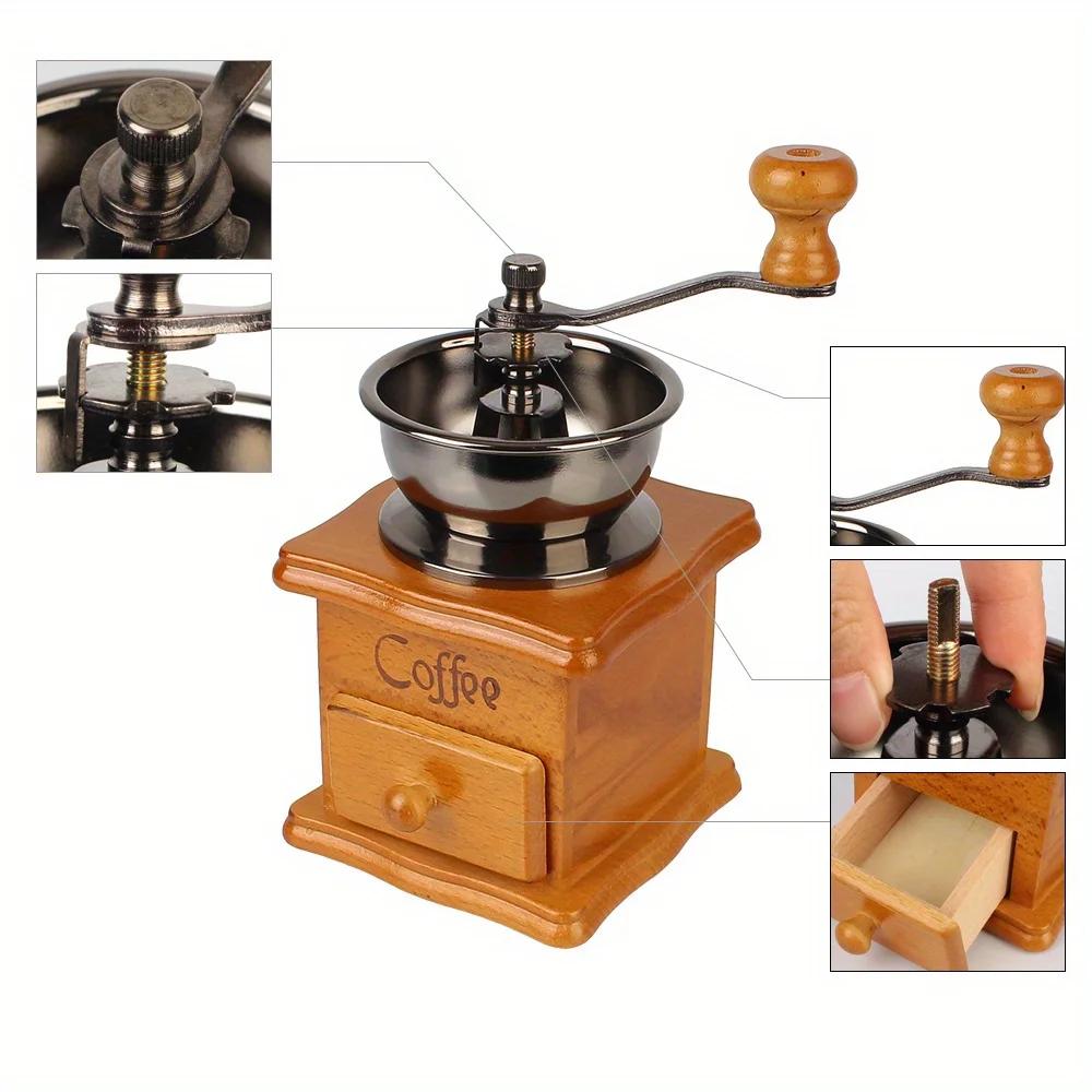 Classic Hand-Cranked Solid Wood Home Vintage Bean Mill Ceramic Core Coffee Bean Grinder Grinder Mini Coffee Maker Coffee Grinder