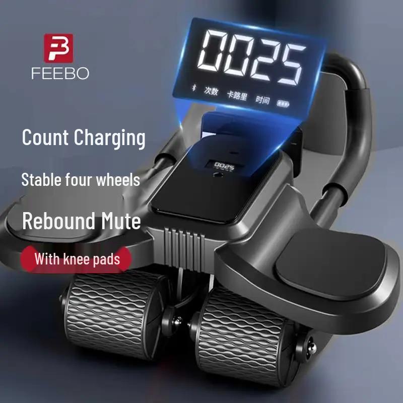 FEEBO Умный ролик для пресса с автовозвратом и поддержкой локтей, 4 колеса