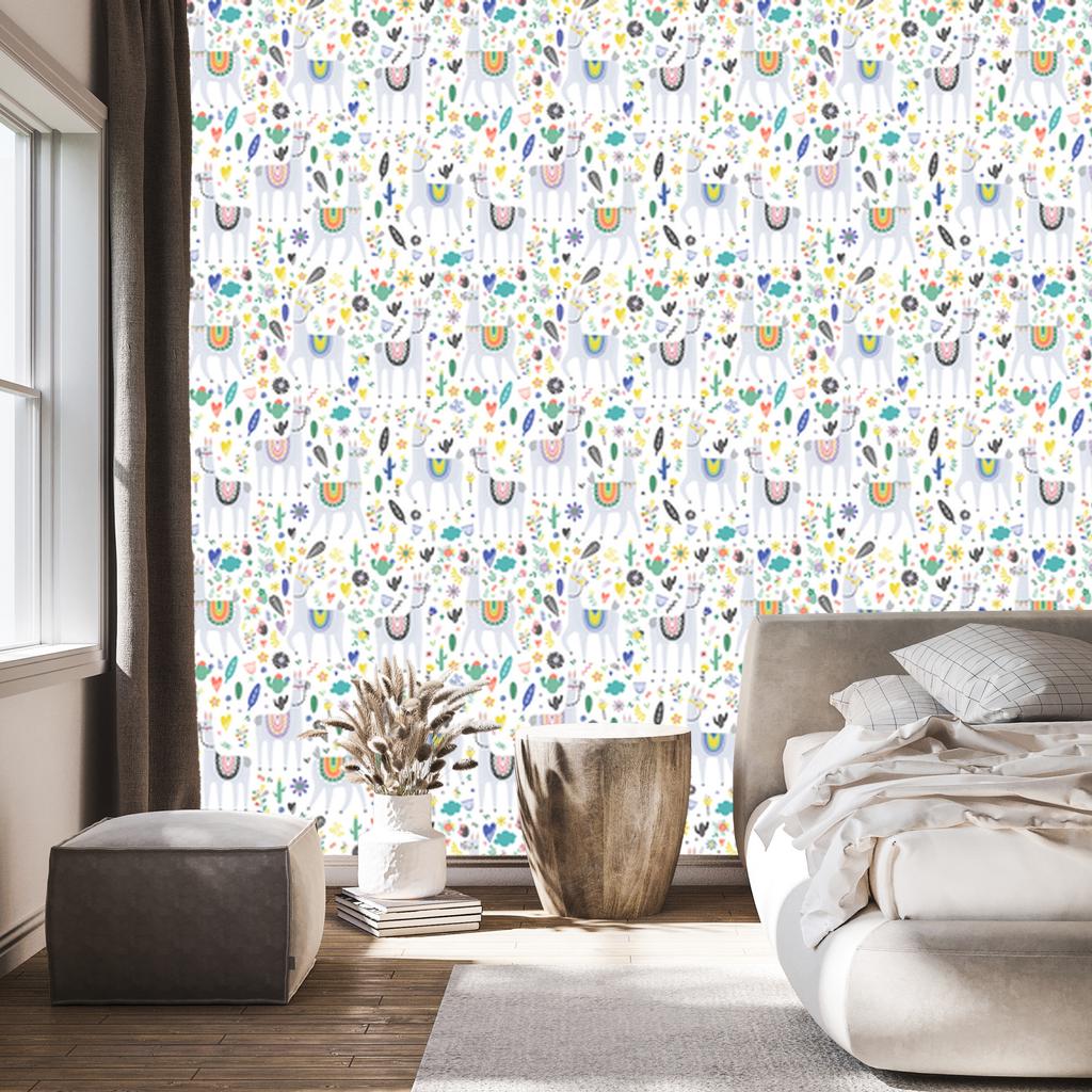 Llama Animals and Flowers Wallpaper for Living Room and Bedroom 50x1000