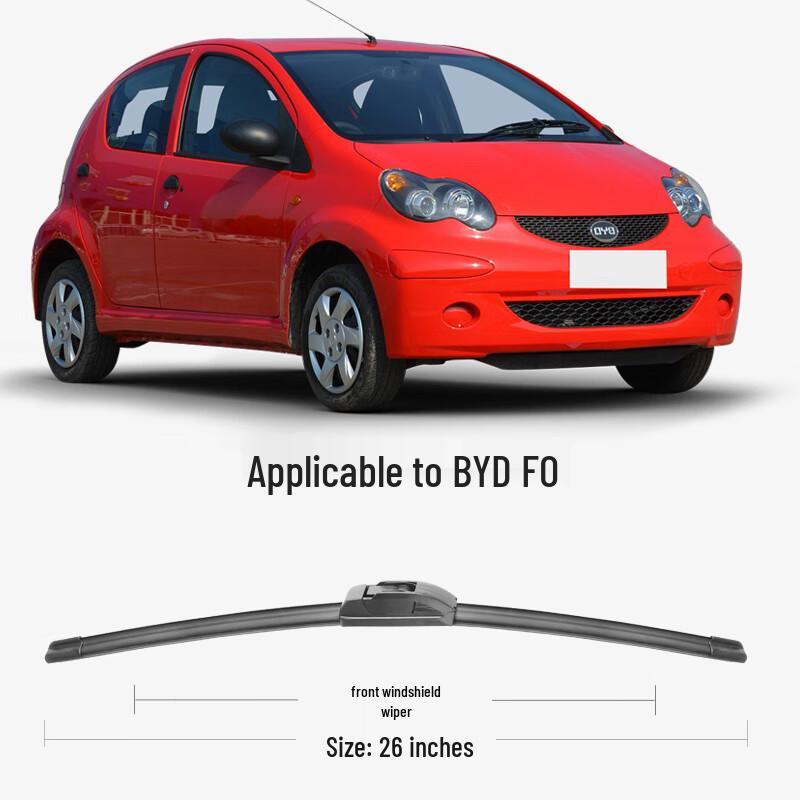 BYD F0 Frameless Wiper Blade Set: Front & Rear Rubber Strips Framed Wiper Blade