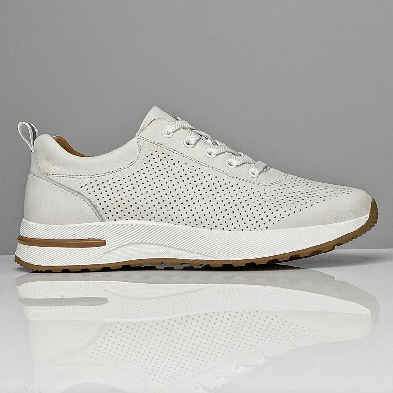 Fashion New Genuine Leather Casual Shoes for Men Lace-up Sneakers Male Skateboard Footwear Man Breathable Sports Shoes Trainers