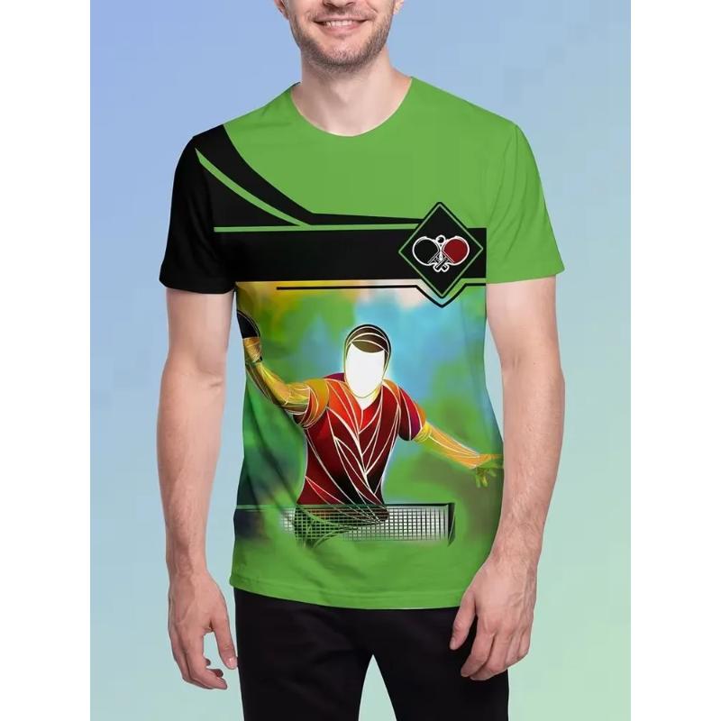 Camiseta Informal de Manga Corta Suelta con Estampado de Bolas para Hombre