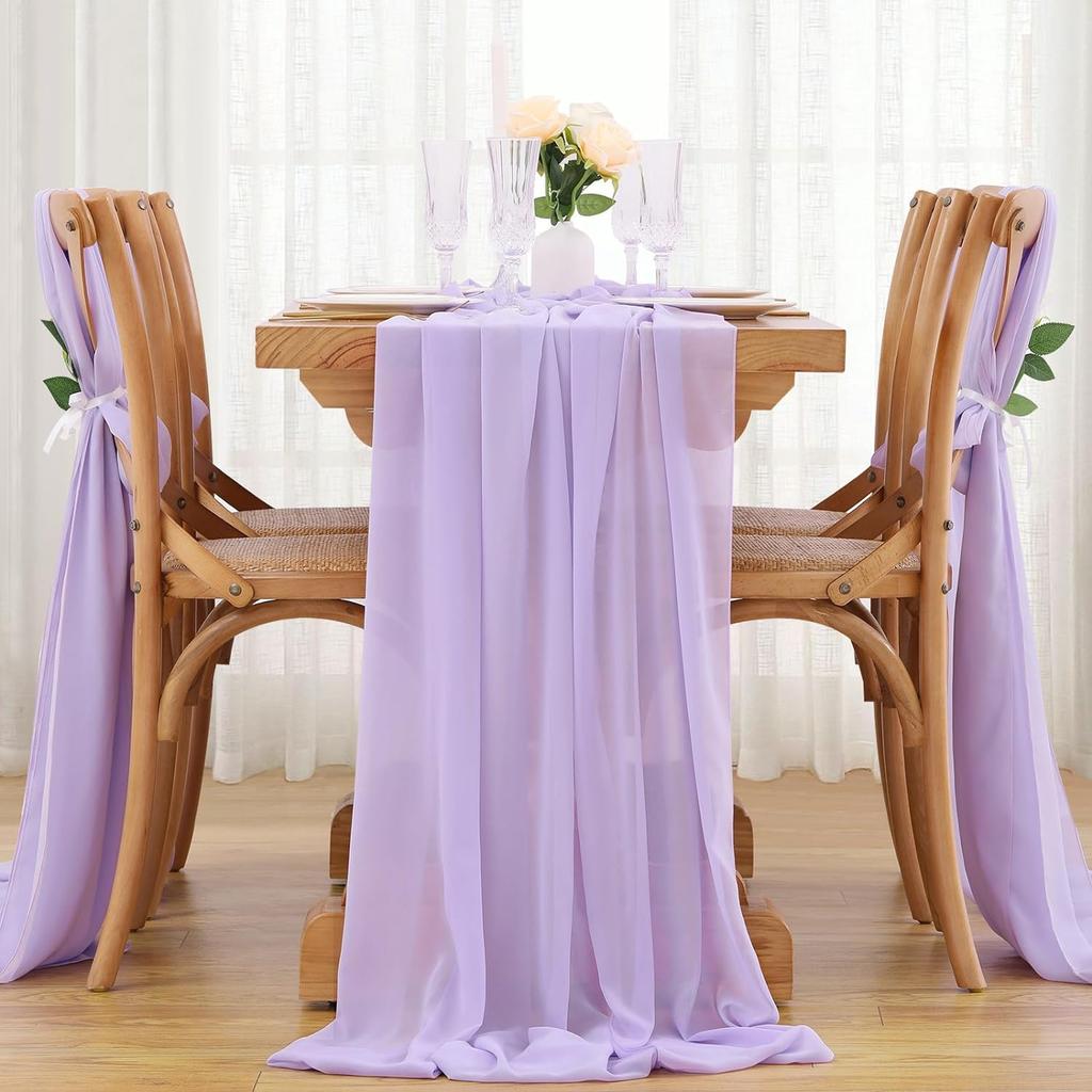 4PCS Sage Green Chiffon Wedding Table Runner,Chair Sashes Gauze Sheer Vintage Dining Birthday Party FestivalCake Table Decor
