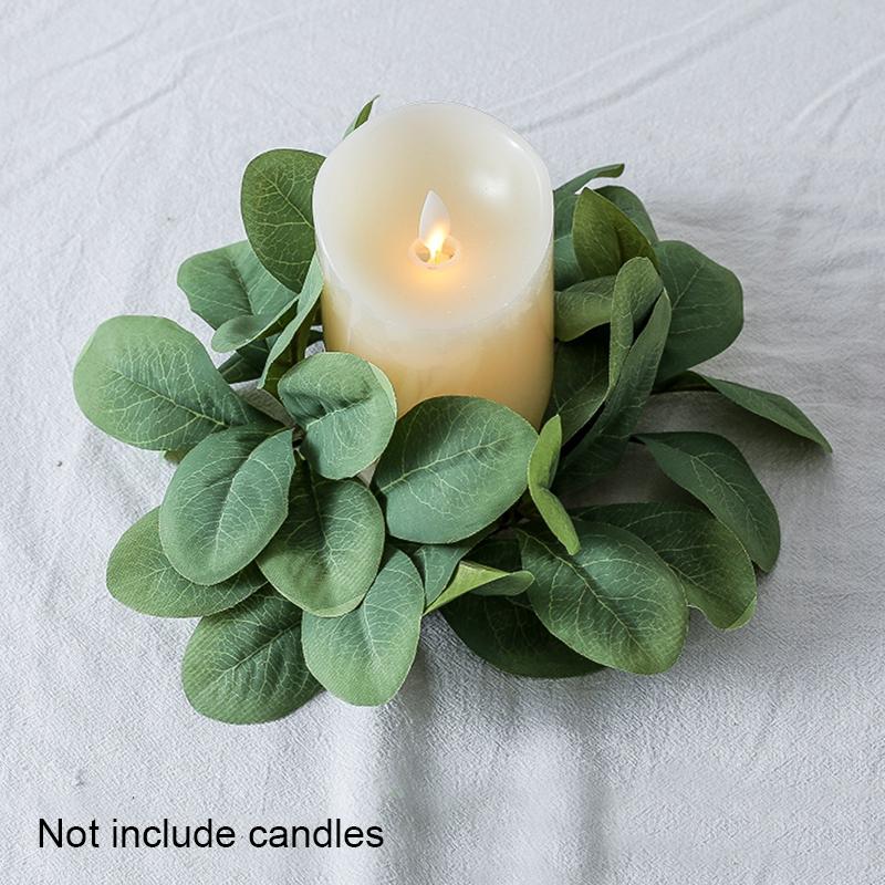 

25 см декор для вечеринки, кольцо со свечой, искусственные листья, зеленые свечи, венки, искусственный венок из зелени зелёный