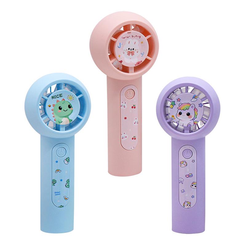 2026 Handheld Cartoon USB Rechargeable Silent Mini Fan with Custom Logo