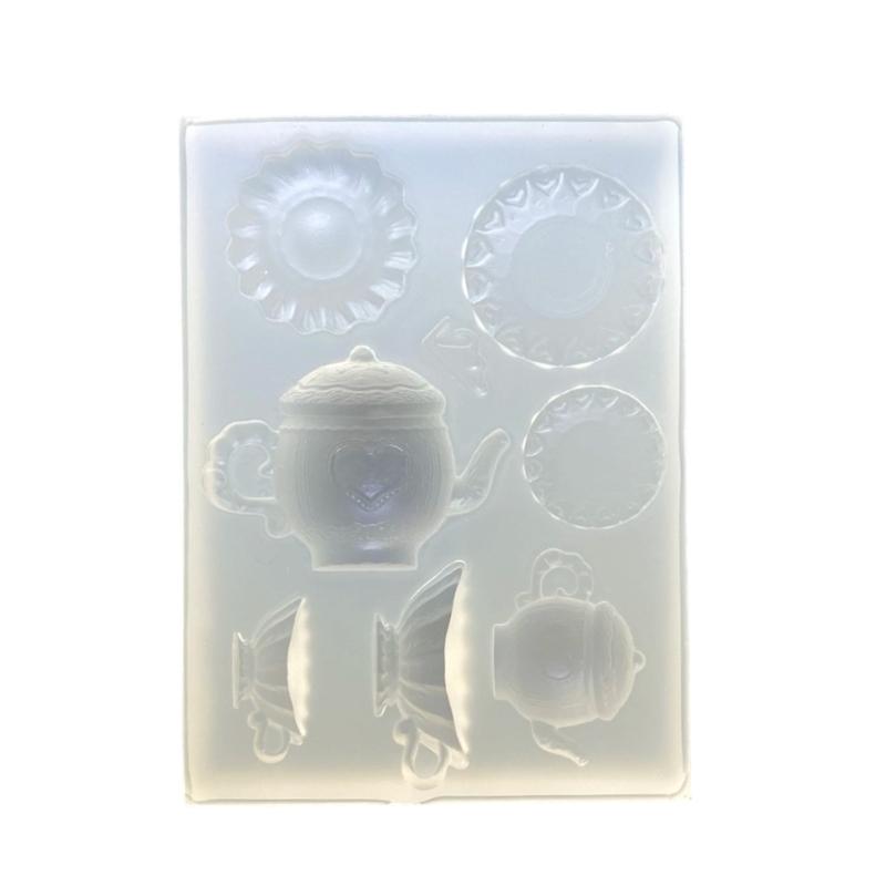 Elegant Silicone Mold for Crafting Afternoon Teas Accessories Teapot Cup Plate Epoxy Mould Jewelry Making Tool