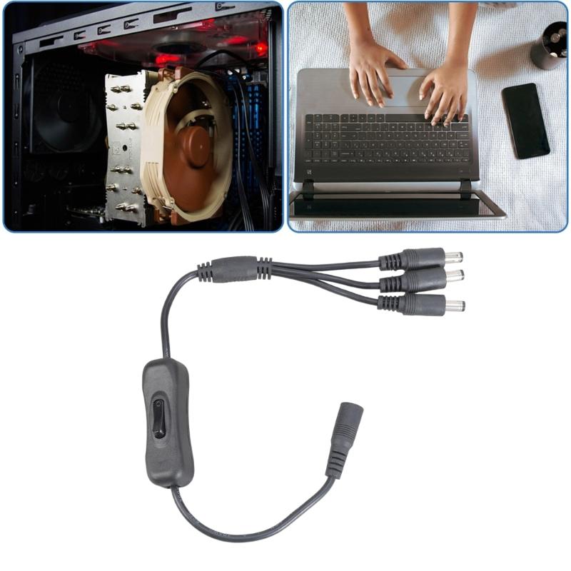 5.5x2.1mm DC5521 Y Splitter Power Cable with On/Off Switcher for Security Camera and LED Light 37CM