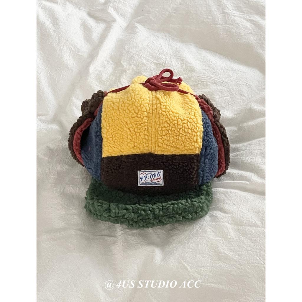 Lamb Velvet Color Matching Cute Lei Feng Hat for Men and Women Outdoor Skiing and Riding Autumn and Winter Thickened Warm Flying Hat Trendy