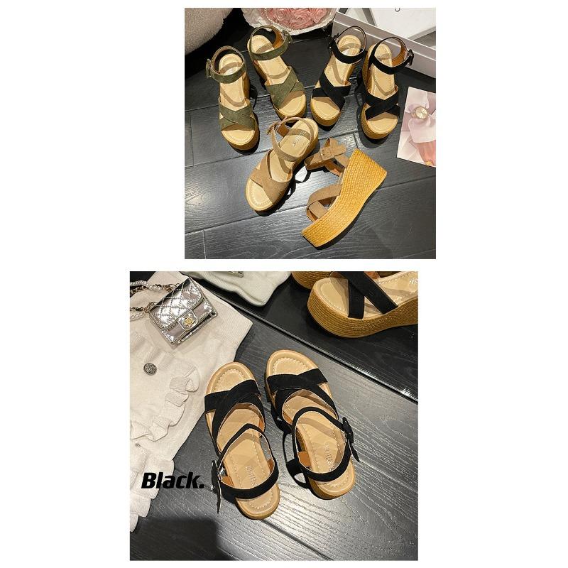 Sandals Women's Large Size Slope Heel Thick Bottom Sandals Ladies Sandals