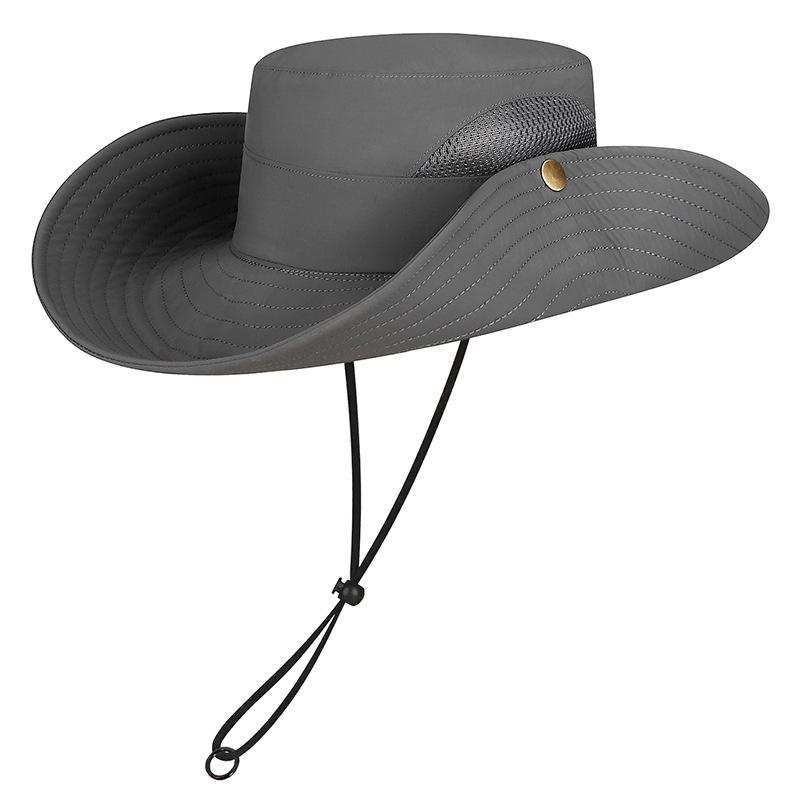 

Летняя шляпа рыбака для походов на открытом воздухе с большими карнизами, быстросохнущая, для кемпинга, для рыбалки, для отдыха на природе темно-серого