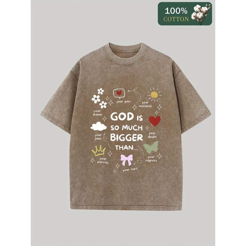 

GOD IS SO MUCH BIGGER Graphic Cotton Tee - Vintage-Inspired, Soft & Comfortable Round Neck T-Shirt for Men, Machine Washable, All-Season Casual Wear 5XL