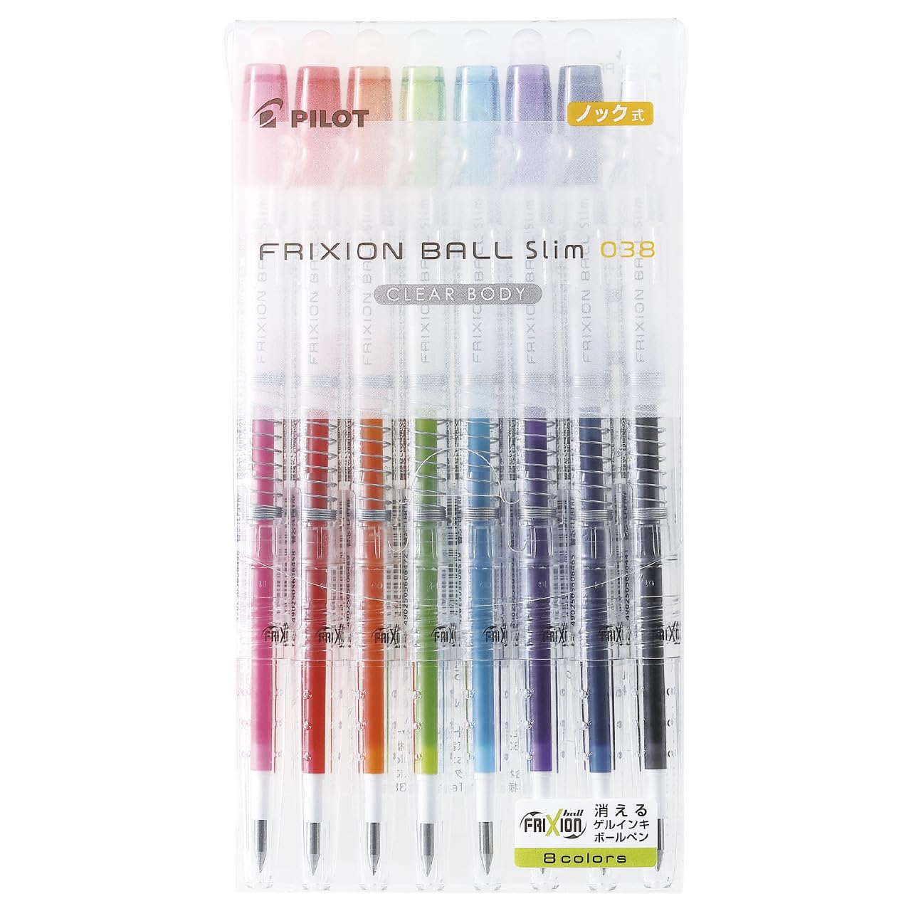 

PILOT FriXion Ball Slim 0.38 Прозрачный корпус Набор из 8 цветов (LFBS144UFNC8C)