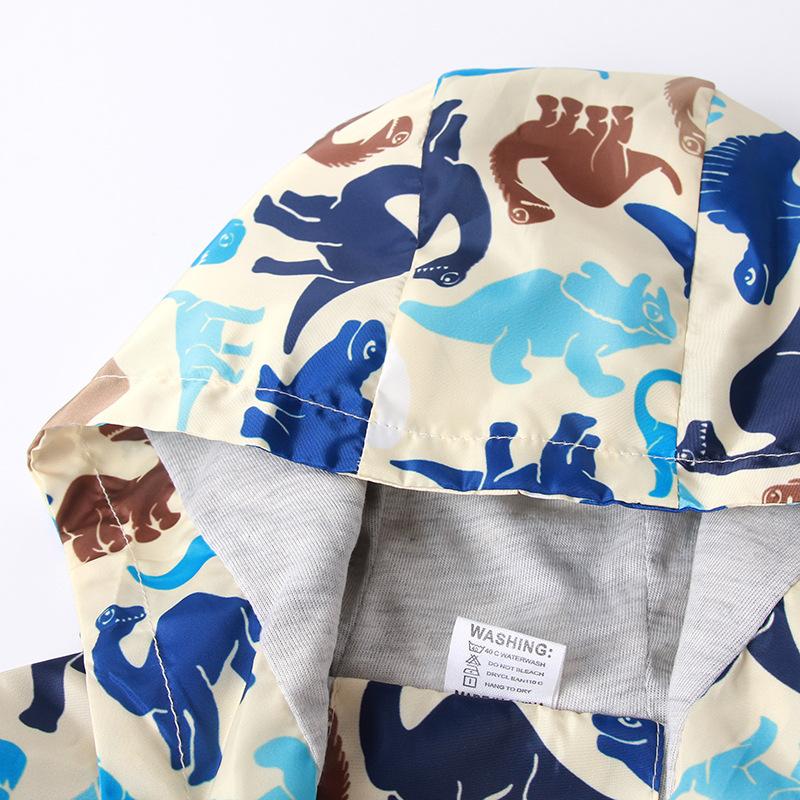 Children's Spring Boys Cartoon Jacket Dinosaur Zip Hoodie
