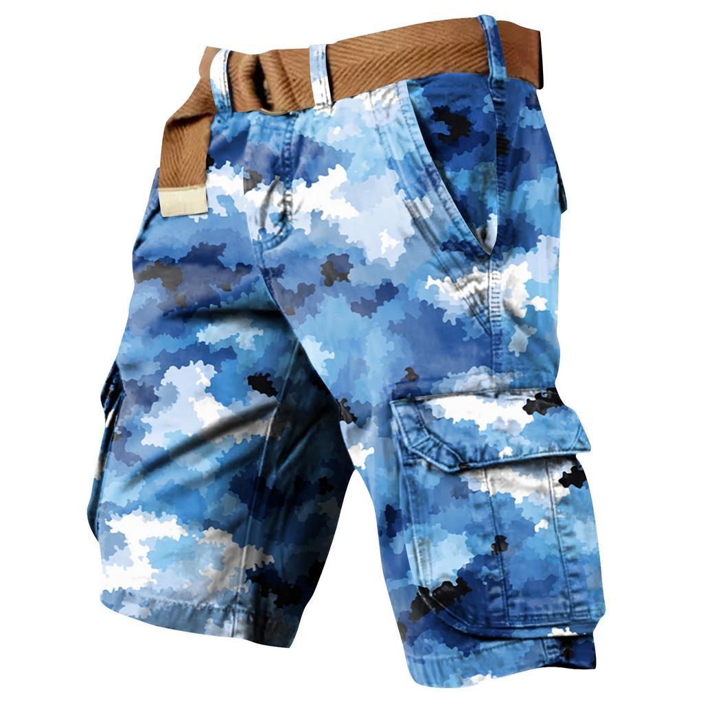 Męskie szorty robocze z nadrukiem na Dzień Niepodległości i wieloma kieszeniami