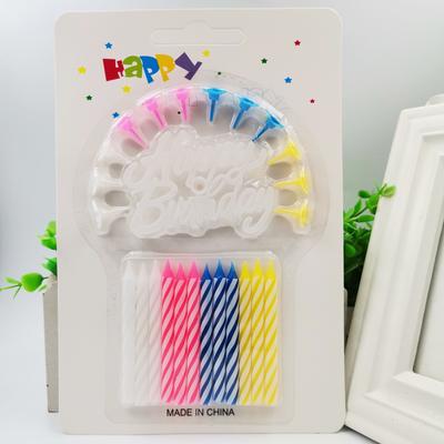 Candle Thread Small Candle Birthday Sign with Flower Bottom Support Color Spiral Cake Decoration Birthday Candle Glowing