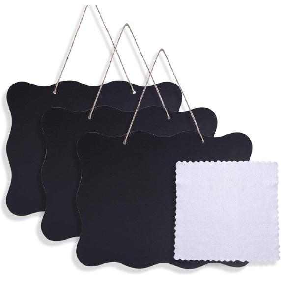 AUSTOR 3 Pack Chalkboard Sign 8x10 inch Double Sided Erasable Message Board with Hanging String and Cleaning Cloth for Wedding, Kitchen and Crafts