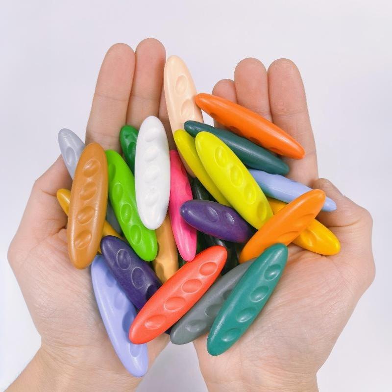 Pastelli Forma Arachide Lavabili Non si Attaccano alla Pelle Non Tossici Confezione da 24 Colori per Attività Artistiche Creative dei Bambini